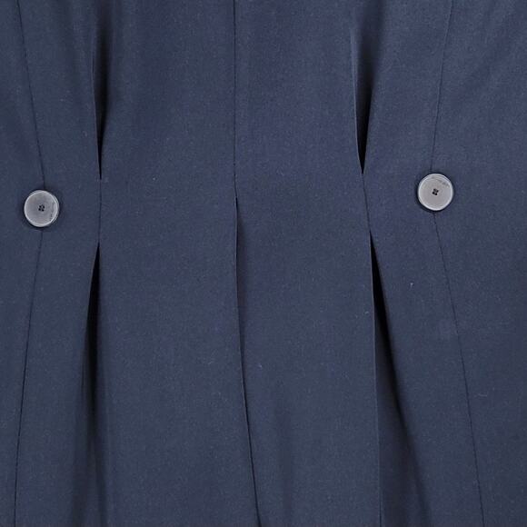 FIRST Dress Coat Womens‎ 16 Navy Double Breasted Vented Trench Career Evening - Picture 15 of 16